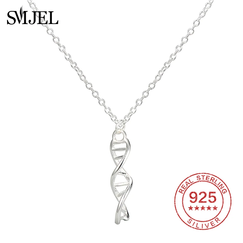 SMJEL Science Jewelry Феликс ожерелье ДНК биология ювелирные изделия ожерелье с дизайном «молекула» бренд стерлингового серебра 925 аксессуары для женщин - Цвет камня: Dna Necklaces