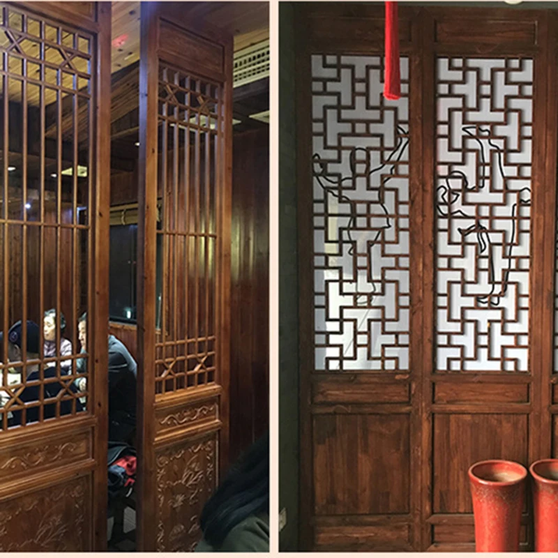 New Chinese solid wood screen living room partition screen cabinet hollow out board carvings porch