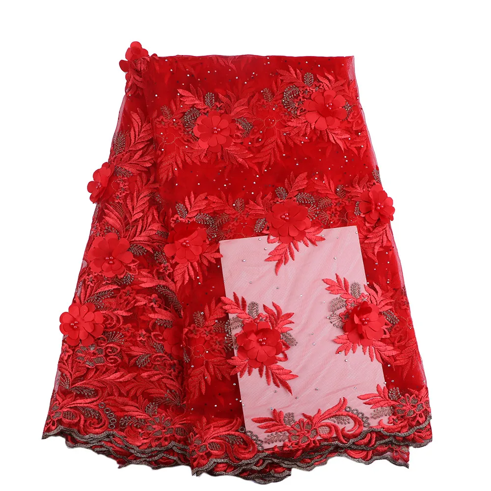 Dubai embroidery french lace fabric bead and stones party dress lace fabric with pretty flowers
