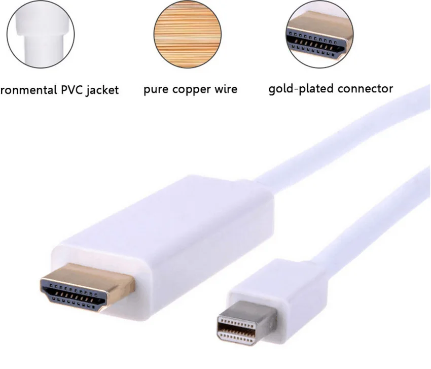 1,8 м 4 к Mini DisplayPort к HDMI адаптер Mini DP кабель Thunderbolt 2 HDMI конвертер для MacBook Air 13 Surface Pro 4 Thunderbolt