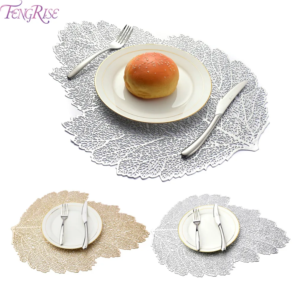 

FENGRISE Palm Leaf Placemat For Kitchen Table Mat Decortion Plant PVC Cup Coffee Mat Decorative Table Pad Home Decoration