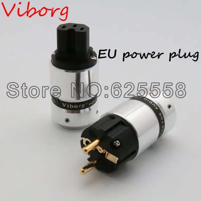 Prix pour Une paire Nouveau Viborg Haut de Gamme 24 K Plaqué Or Connecteur IEC EUR Schuko Plug Power UE pour Hifi Plug power extension adaptateur Prix pour Une paire Nouveau Viborg Haut de Gamme 24 K Plaqué Or Connecteur IEC EUR Schuko Plug Power UE pour Hifi Plug power extension adaptateur