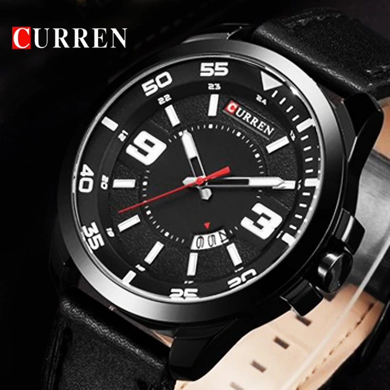 CURREN Top Brand Luxury Relogio Masculino Date Leather Casual Watches Men Sports Watches Quartz Military Wrist Watch Male Clock fashion o t sea brand faux leather blue ray glass watch men military sports quartz wrist watches relogio masculino w045