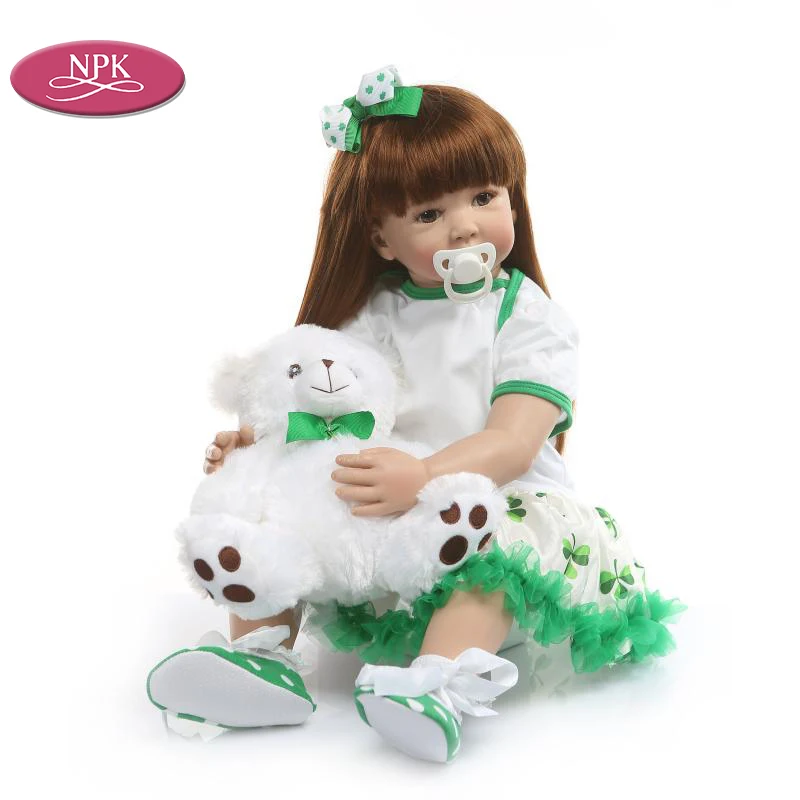 

NPK 60CM Silicone Doll Reborn Toddler Long Hair Princess Girls Realistic Babies Bonecas Toys Vinyl Lifelike Baby Dolls Menina