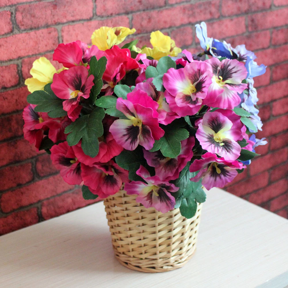 

Hotel Fake Pansy Desk Office Home Wedding Artificial Flowers Party Table Decor Bouquet Simulation Plant Ornament