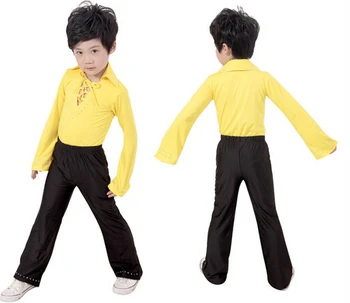 

Free Shipping 3 Styles Yellow Black Lace Boy Latin Dance Clothes / Ballroom Modern Latin Boys Dance Costume
