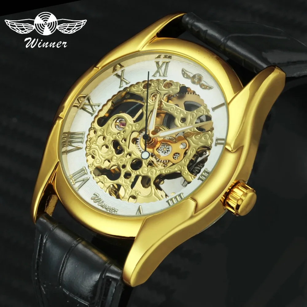 Winner Luxury Women Mechanical Wrist Watches Leather Watchband Ladies