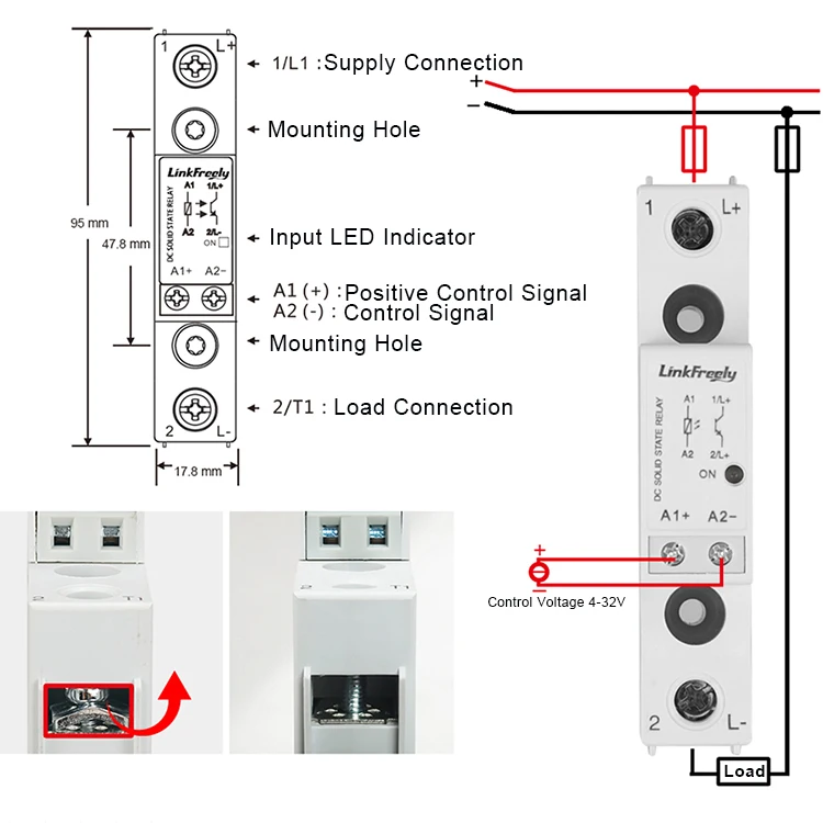 TRD060D10 мини твердотельное реле SSR DC 10A 1-60VDC выход 5 в 12 В 24 В 32VDC вход плавный Запуск триггера реле контроля напряжения