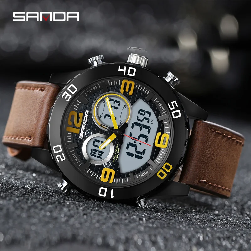 

SANDA Mens Watches Top Brand Luxury Date Quartz Watch Man Leather Sport Wrist Watch Men Waterproof Clock horloges mannen New