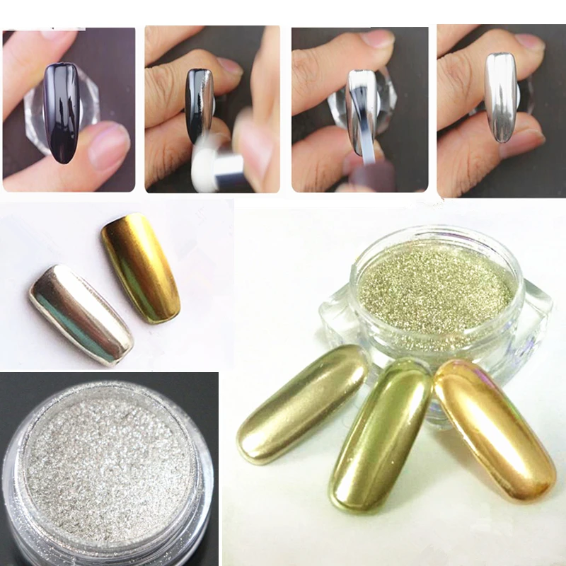 1g/Box Gold Sliver Nail Glitter Powder Shinning Mirror Eye Shadow Makeup Powder Dust Nail Art DIY Chrome Pigment Glitters