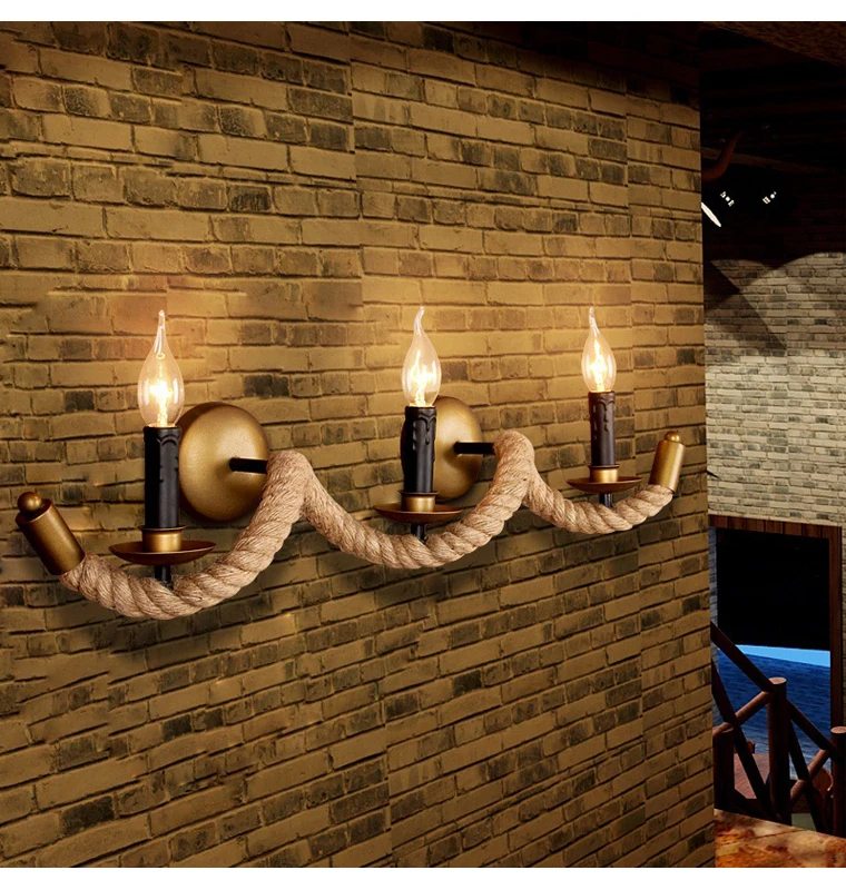 Creative retro bar lights bed corridor wall three candle lights loft