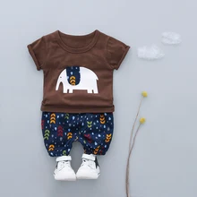 HYLKIDHUOSE/летние комплекты одежды для маленьких мальчиков; футболка со слоном и шорты; детская одежда из 2 предметов; Детская Спортивная повседневная одежда