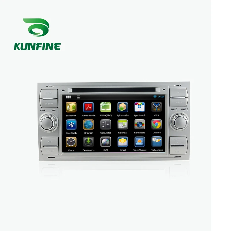 Kunfine Android 7.1 4 ядра 2 ГБ автомобильный DVD GPS навигации игрока стерео для Ford Focus 1999-2008 серебро радио головного устройства
