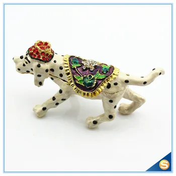 

Cute Dog with Hat Trinket Box Jewelry Box Enamel Pewter Home Decorative Box