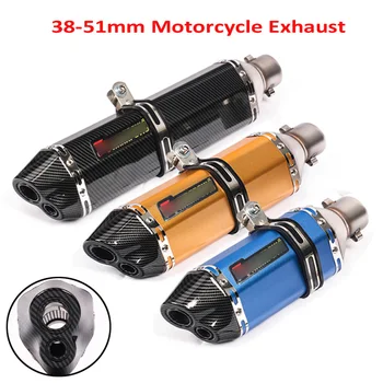 

310mm 370mm 470mm Length Motorcycle Exhaust Pipe Tip Double Outlet Muffler Exhaust Tail Pipe for Univeral Motorcycle ATV Bike