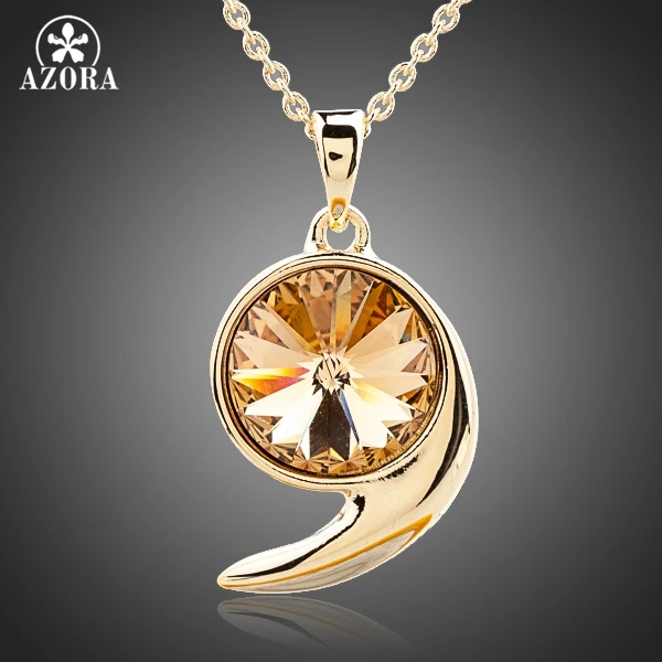 AZORA The Gold Snail Gold Color Stellux Austrian Crystal Jewelry Pendant Necklace TN0102