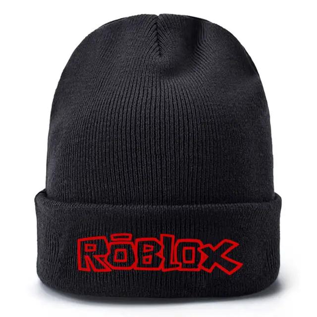 Us 292 19 Offhigh Quality Game Roblox Winter Hats Infant Baby Knit Knitted Black Hat Teenager Boys Girls Cartoon Crochet Cap Hats Kids Gift In - 