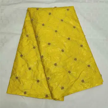 

Best Quality African Brocade Guinea Bazin Richer Getzner Stones Beads new design Bazin Richer fabric 5yards Per set For Dress