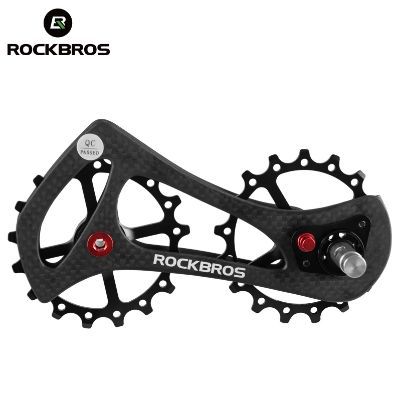 RockBros Carbon Fiber Bike Rear Derailleur Pulleys Ultralight Jockey Wheel Set for Shimano 9100 9150 R8000 R8050