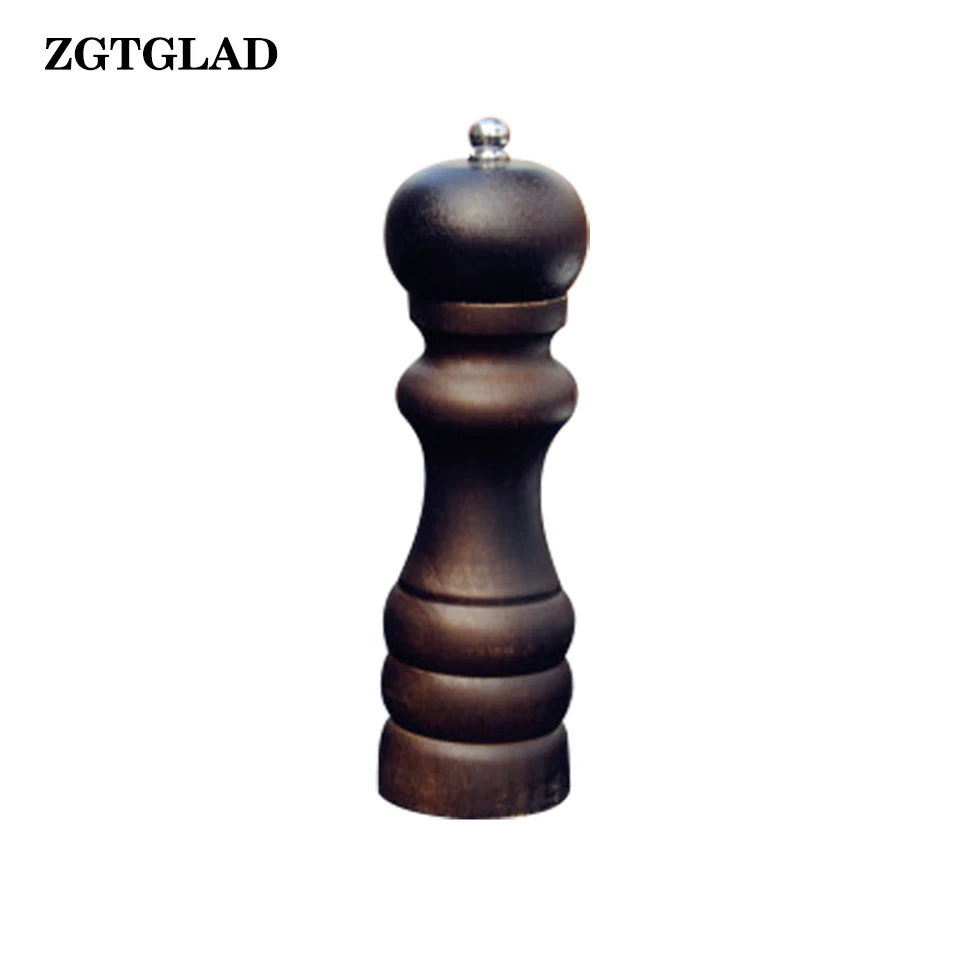 

ZGTGLAD 1Pcs 8 inch Anti-fall Wood Pepper Mills and Grinder Wooden Grinding Stainless Steel Core Salt Grinder Kitchen Tools