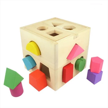 

Intelligence Box Wooden Blocks Baby Kids educational toys Learning geometric patterns shape and colors toys Wooden Toys