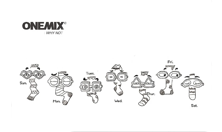 ONEMIX оригинальные удобные мягкие полосатые носки с рисунками из мультфильмов мужские и женские повседневные хлопковые спортивные носки 1 коробка 7 пар в случайном порядке hot sale