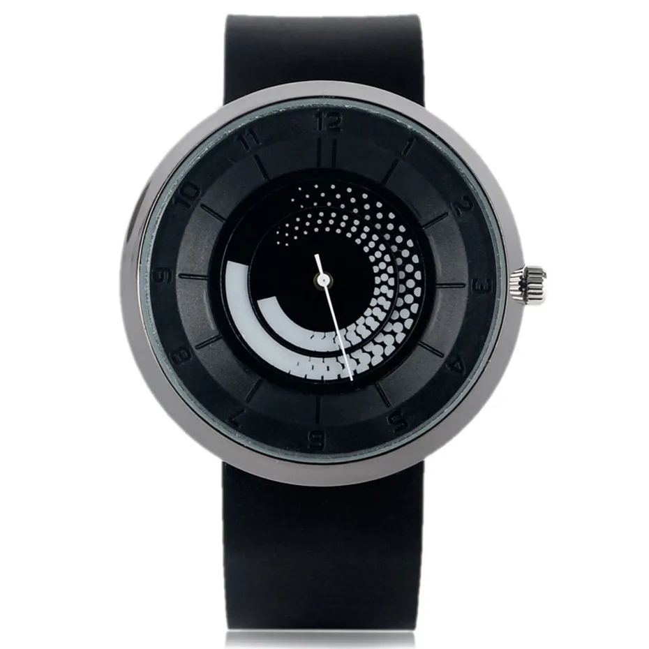 YISUYA Creative Watches Tire Lines Pattern Dial Mens Steampunk Fashion Analog Quartz Wrist Watch Black Rubber Band Student Clock (1)