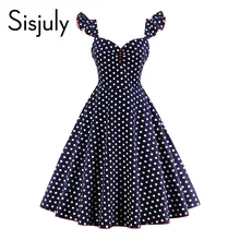 Sisjuly vintage dress women 1950s spring elegant dots button butterfly sleeve party dress summer v neck women vintage dresses