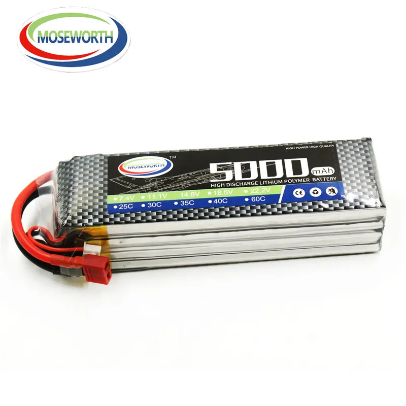 

MOSEWORTH RC Airplane LiPo Battery 4S 14.8v 5000mAh 30C Li-Polymer Batteries for RC Car Drone Toys Batteria Free Shipping