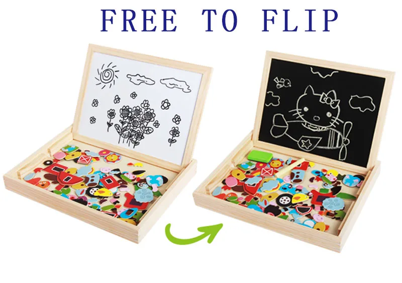Деревянные головоломки детские игрушки двухсторонняя Многофункциональный магнитная доска для рисования Обучающие игрушки для