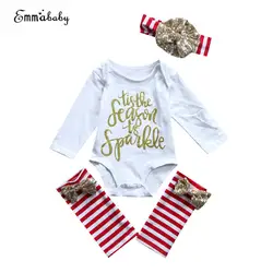 Новорожденных милые очаровательные Xmas малыш одежда для маленьких девочек с длинными рукавами хлопковый комбинезон боди Леггинсы для