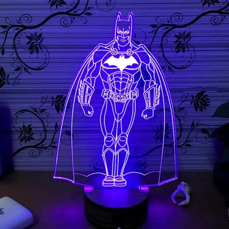 Железный человек светильник Бэтмена Marvel Avengers 3D ночник лампа супергероя USB +