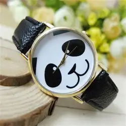 Момент # L05 2018 Мода Женева Смотреть Искусственная кожа группа Для женщин часы панда кварцевые наручные мужские часы хороший подарок for Love