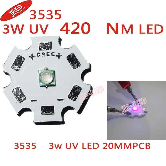 10 шт. 3535 SMD 3 Вт Ультрафиолетовый светодиодный излучатель высокой мощности 420nm 395nm