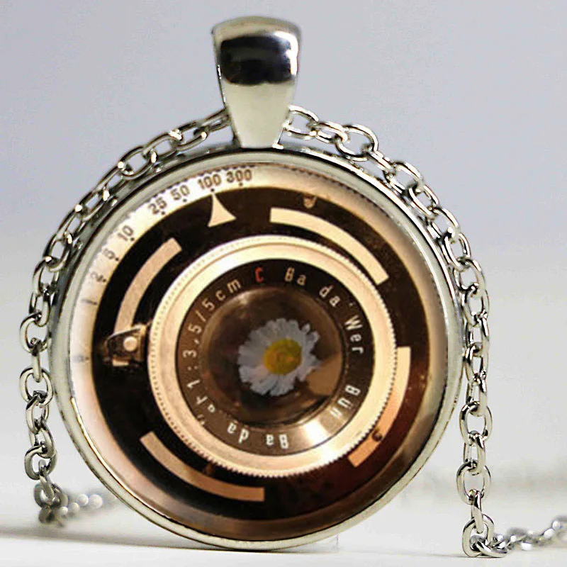 Vintage Camera Lens Pendant Necklace Jewelry, Fine Art Necklace Jewelry