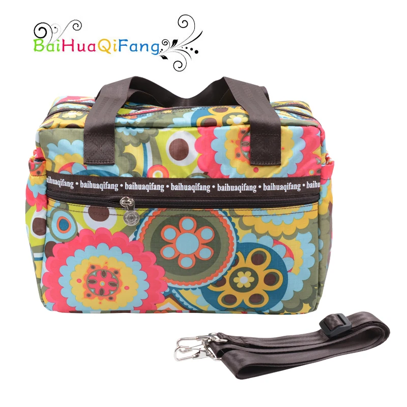 Designer women's green flower print travel bags weekend bag foldable