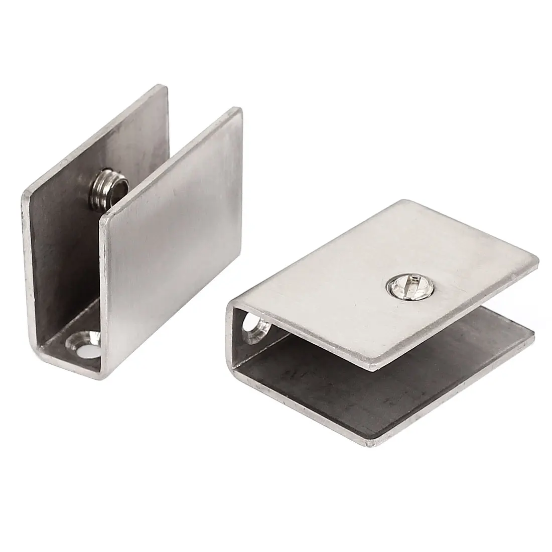 UXCELL Rectangle Shaped Clip Clamp Holder Silver Tone 2Pcs For 12Mm