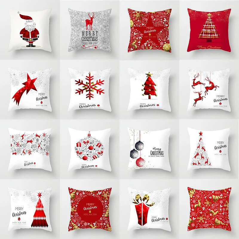 

18'' Elife Polyester Merry Christmas Cushion Cover artificial Deer Pillow Case For Sofa Bed Car waist Home Decor 45*45CM