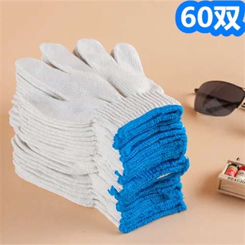 ITAX-9913 Cotton gloves labor protection work wear-resistant thickening antiskid auto repair - Цвет: 60 pairs