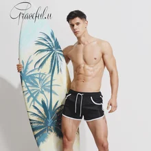 Мужские пляжные шорты для плавания, удобные быстросохнущие спортивные шорты большого размера для бега, штаны для пляжа и серфинга