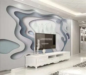 

Mural Paper Nordic Beautiful Abstract Lines Fog Forest Birds Modern Simple TV Background Wall Beautiful Wallpaper