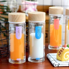 Крышка под дерево с протечкой чая английское двойное стекло утолщение кристаллический нижний фильтр Стекло Простой бизнес напиток бутылка для воды