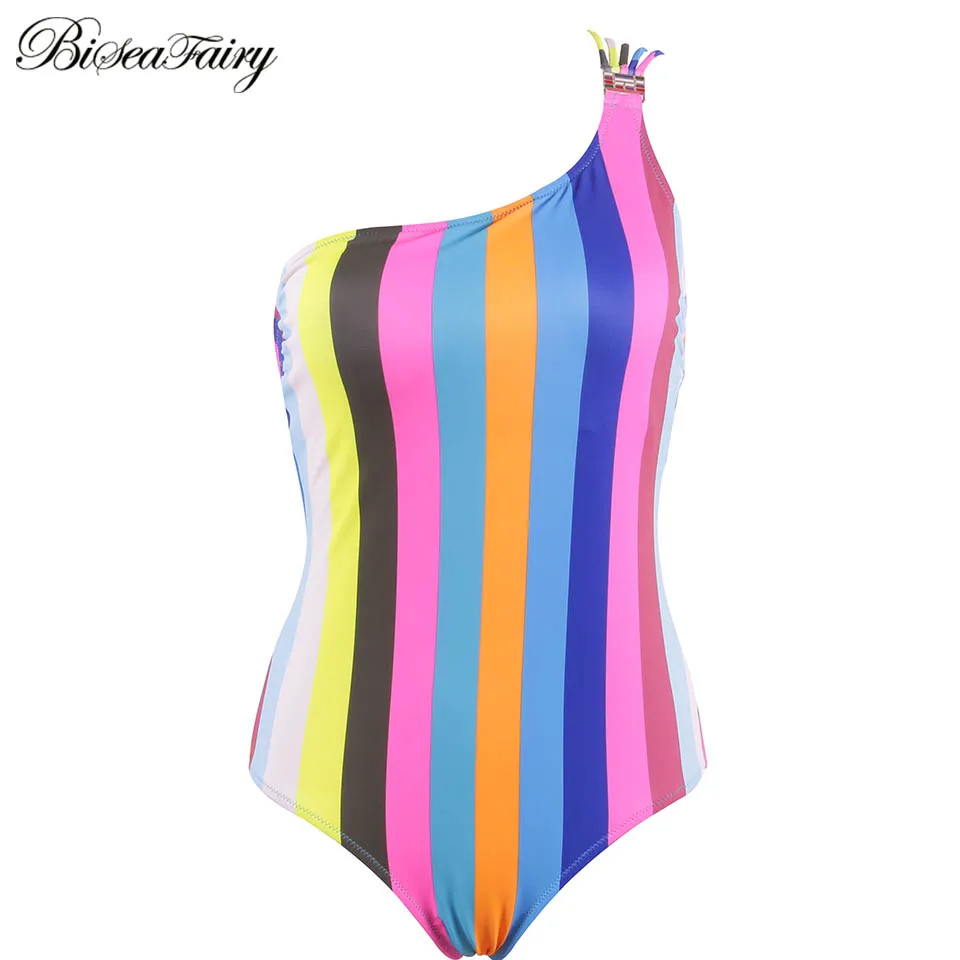 Женский слитный купальник BISEAFAIRY пикантный купальный костюм в полоску монокини