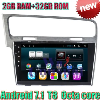 

WANUSUAL 10.1" Octa Core 32G 2G RAM Android 7.1 Car Multimedia Player GPS For VW Golf 2014 2015 2016 With BT WIFI 1024*600 Maps