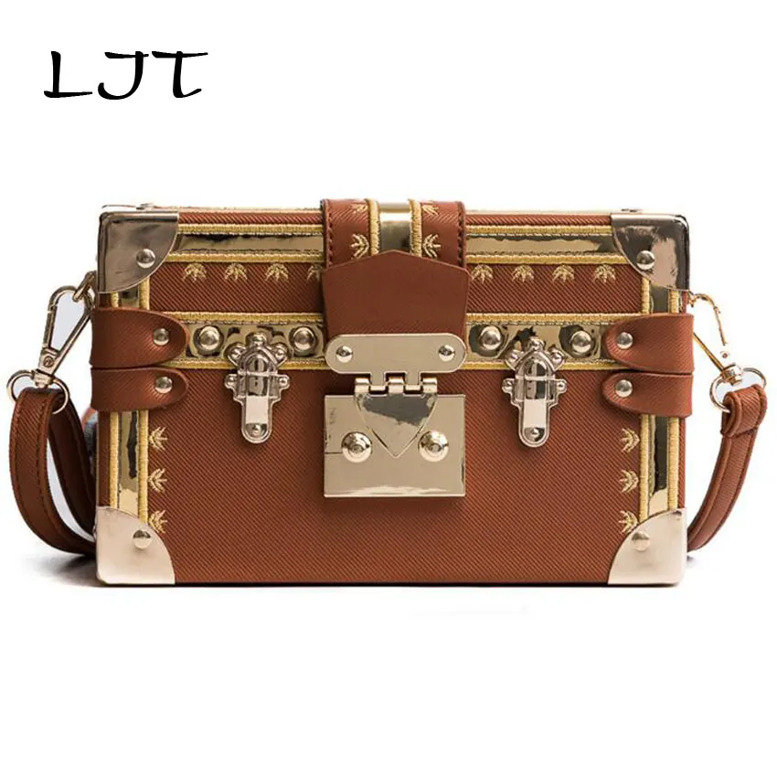 LJT 2019 New Women Box Bag PU Embroidery Fashion Women Shoulder Handbags Crossbody Bags Evening Bags Box Clutch bolsa feminina LJT 2019 New Women Box Bag PU Embroidery Fashion Women Shoulder Handbags Crossbody Bags Evening Bags Box Clutch bolsa feminina