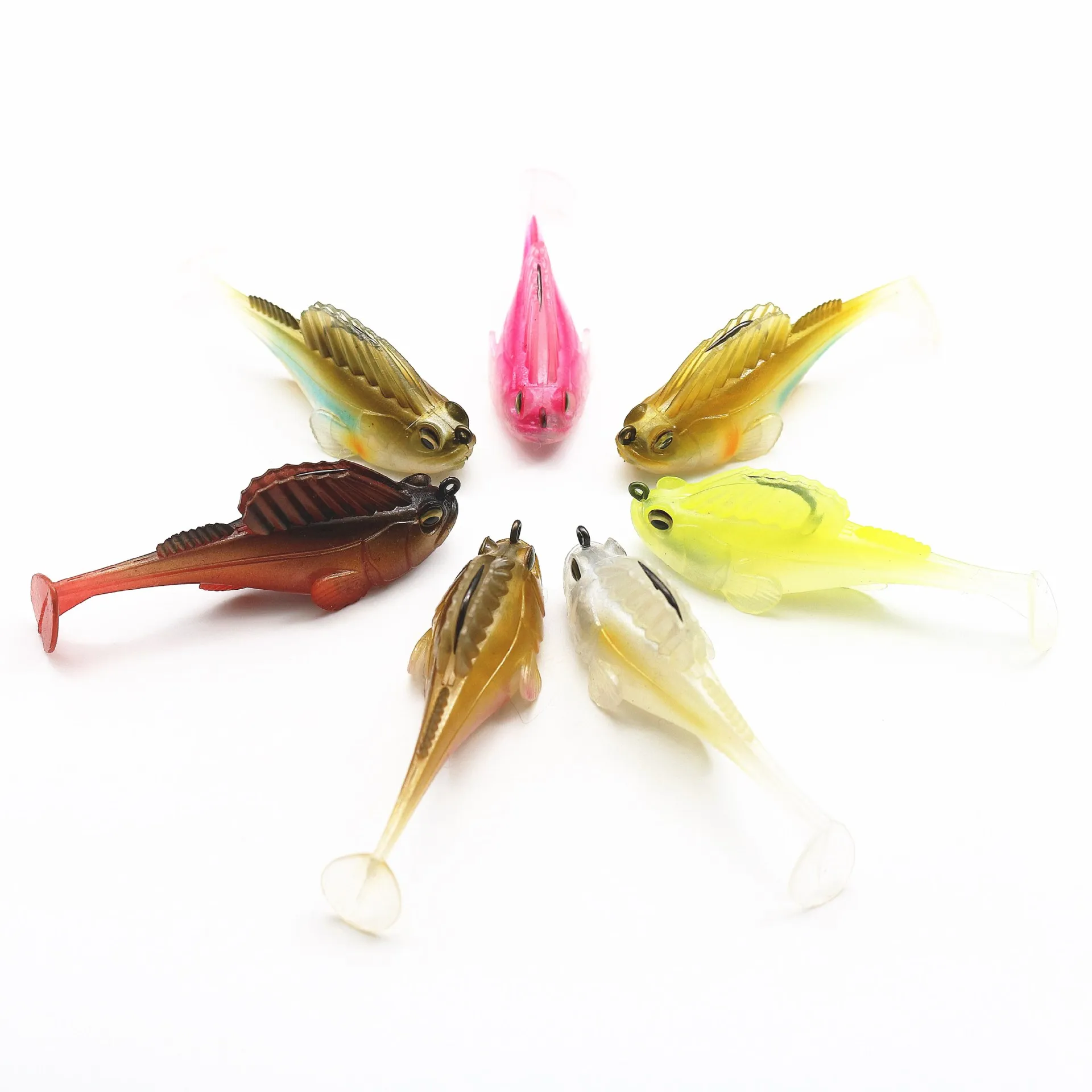 

7.5cm 14.5g Goby Paddle Tail Swimbait Soft Lure Jig Head Hide Hook Design Soft Fishing Bait
