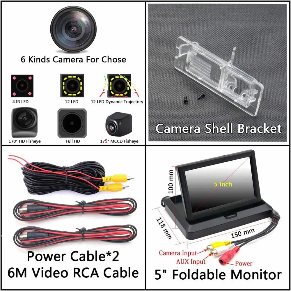 Camera 5 inch Fold 175 градусов 1080 P рыбий глаз Автомобильная камера заднего вида для Renault Duster Fluence Megane Nissan Terrano Dacia Duster автомобильный монитор - Название цвета: Camera 5 inch Fold