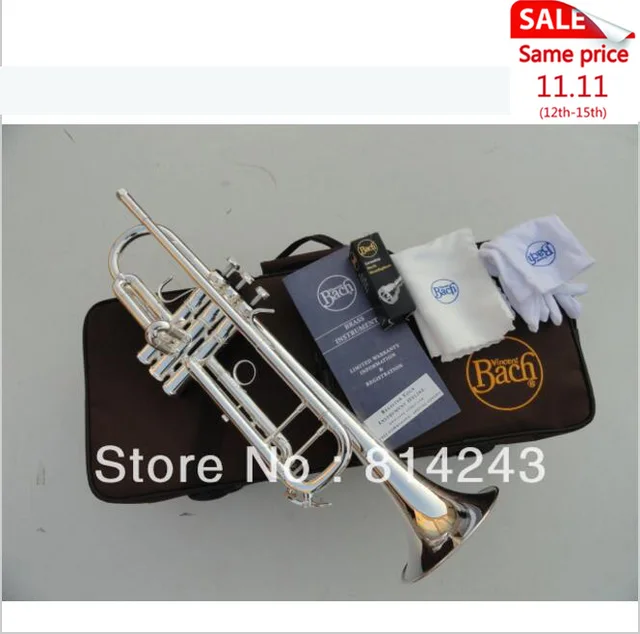 Cheap Bach Brand Professional Trumpet Brass Small Music Instruments Series the Speaker Silvering Bb Trumpet Trumpeta Mouthpiece 7 C