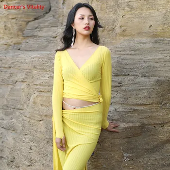 

2018 New Woman Belly Dance Clothing Uniforms High Quality V-neck Dress Belly Dance Dress Oriental Dance Costume