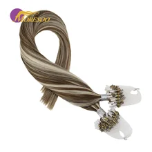 Moresoo микро бусина петли для наращивания волос фортепиано цвет коричневый# 9A изюминка с белой блондиной#60 100 настоящие Remy человеческие волосы 50 г/упак